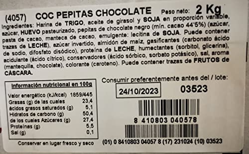 LAPASION - Bizcocho COC Pepitas Chocolate envuelto, ideal para desayunos y meriendas caja 2 Kg