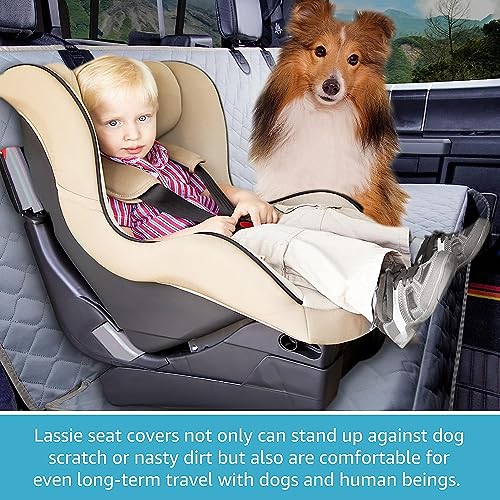 Lassie Funda Coche Perro Cubre Impermeable 137x127cm Antideslizante Asientos Coche Perro Resistente Arañazos Protector Coche Perros Asiento Universal para SUV, Camión, Transportar y Viaje