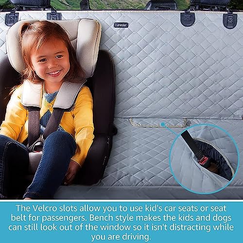 Lassie Funda Coche Perro Cubre Impermeable 137x127cm Antideslizante Asientos Coche Perro Resistente Arañazos Protector Coche Perros Asiento Universal para SUV, Camión, Transportar y Viaje