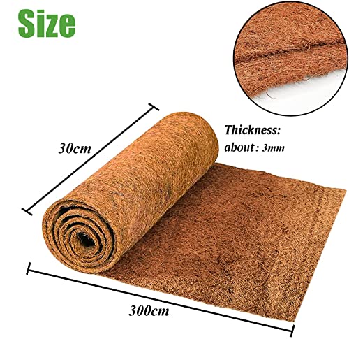 LATERN 30CM x 300CM Rollo de Revestimiento de Coco, 100% Natural Forro de Fibra de Coco Estera Gruesa de Fibra de Coco Forro de Hoja de Coco para Jardinera Ventana Caja Canasta de Flores Alfombrilla