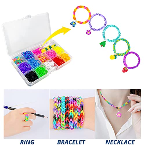 LauCentral [800 pcs] DIY Gomas Loom Bandas Conjunto, Pulseras Gomas Bandas de Silicona Para Hacer Pulseras De Colores Pulsera de Goma Kit, loom Bands Set para Pulseras para la Fabricación de Joyas