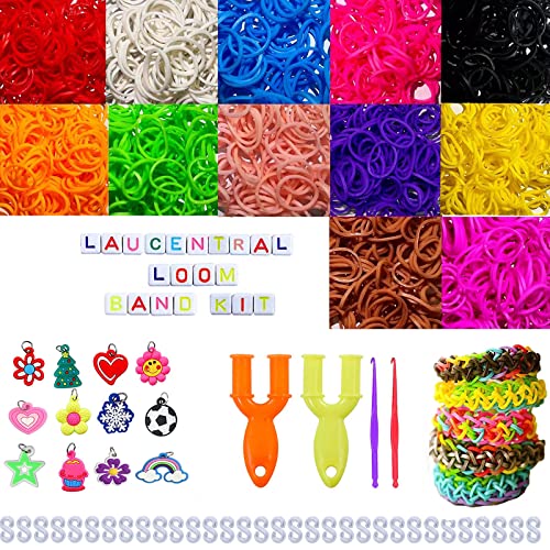 LauCentral [800 pcs] DIY Gomas Loom Bandas Conjunto, Pulseras Gomas Bandas de Silicona Para Hacer Pulseras De Colores Pulsera de Goma Kit, loom Bands Set para Pulseras para la Fabricación de Joyas