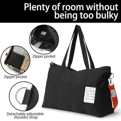 Laughhe Bolsa de Viaje para Hombres y Mujeres, Impermeable Bolsa de Lona Bolsa de Deporte, Bolsa Gimnasio Gran Capacidad Bolsa de Fin de Semana para Yoga, Natación, Gimnasio, Senderismo (Negro)