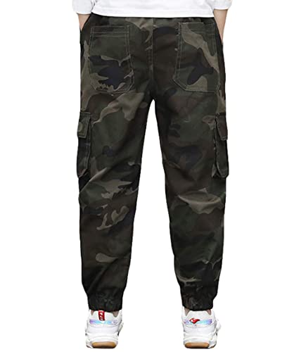 LAUSONS Pantalones Cargo Niños Chándal Joggers Pantalon Camuflados Verde Camuflaje 13-14 años