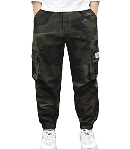 LAUSONS Pantalones Cargo Niños Chándal Joggers Pantalon Camuflados Verde Camuflaje 13-14 años