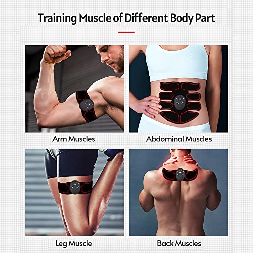 Layhou Electroestimulador Muscular Abdominales, abdominales Entrenador de músculos abdominales 6 modos 9 niveles Intensidad corporal Parche de masaje moldeador Unisex Funciona con pilas