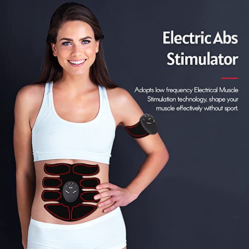 Layhou Electroestimulador Muscular Abdominales, abdominales Entrenador de músculos abdominales 6 modos 9 niveles Intensidad corporal Parche de masaje moldeador Unisex Funciona con pilas