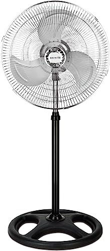 Layra Cohi - Ventilador de Pie - (ELECTROTEK) Ventilador - 18" - Resistente - Altura regulable - 3 velocidades - Oscilación de 120º - 80 W - Facil de montar - Verano - Remedio para el Calor