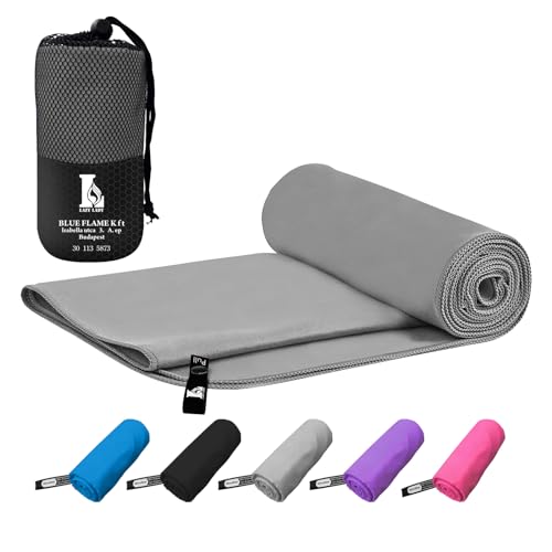 LAZY LADY Toalla Microfibra de Gimnasio para Hombres y Mujeres en 5 Colores y 6 tamaños, Toalla mibrofibra pequeña y Grande compacta y Secado rápido, Toalla Gym, Toalla Deporte (80X40CM, Gris)