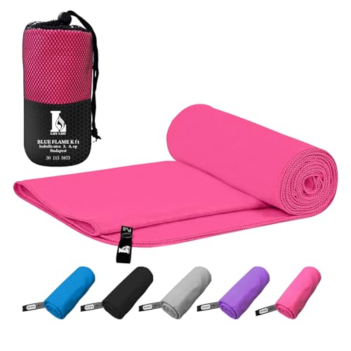 LAZY LADY Toalla Microfibra de Gimnasio para Hombres y Mujeres en 5 Colores y 6 tamaños, Toalla mibrofibra pequeña y Grande compacta y Secado rápido, Toalla Gym, Toalla Deporte (80X40CM, Rosa)