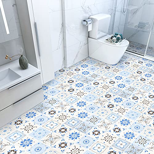 LC&TEAM - Revestimiento de suelo de PVC, autoadhesivo, para cocina, 60 x 500 cm, impermeable, grosor de 0,28 mm, aprox. 3 ㎡/rollo (azulejos retro D)