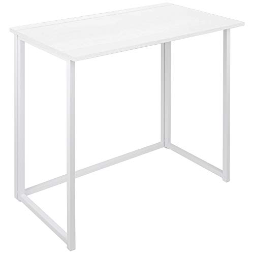 Leader Accessories Escritorio Plegable para computadora y computadora portátil, Mesa de Estudio Oficina de Estilo Industrial, Escritorio operativo, Estable, Blanco, Metal Robusto, 80 * 45 * 72 cm