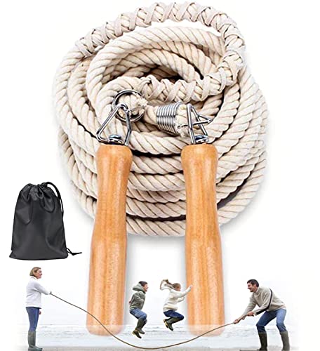 LeapBeast Grupos Saltar Cuerda, Salto Cuerda Multijugador, El mejor equipo Longitud Cuerda Salto con Mango Madera para Deportes Escolares Actividades Aire Libre 5 Metros -7 Metros -10 Metros (7M)