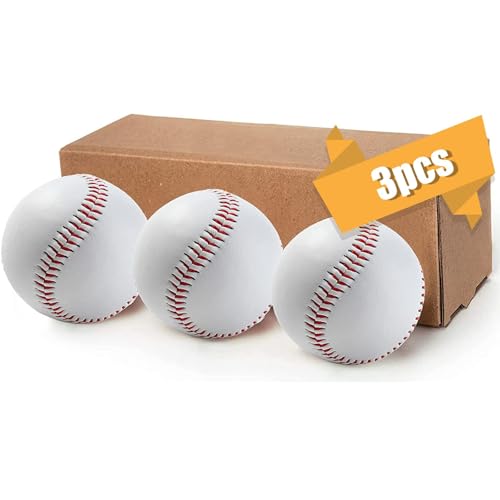 LeapBeast Pelotas de Béisbol Profesionales 9", 3 Piezas PU Cosido a Mano Baseball, Espuma Suave/Madera Dura Béisbol para Competiciones de Juego, Pitching Catching (Béisbol Suave)