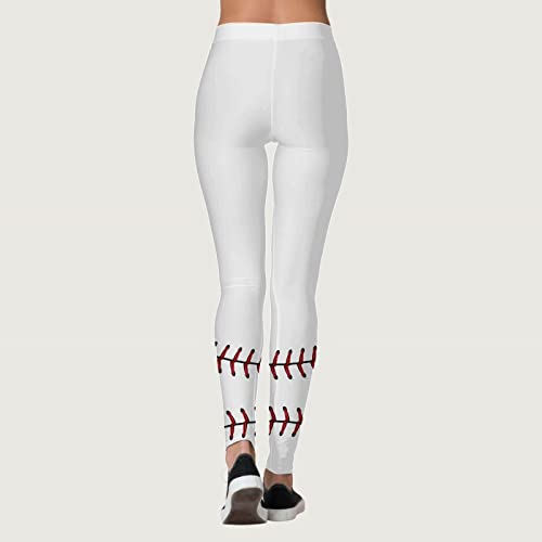 Leggings deportivos para mujer con bolsillo, pantalones de deporte de cintura alta, opacos, pantalones de yoga para mujer, leggings con estampado de béisbol de vaca, cintura alta, pantalones de yoga,