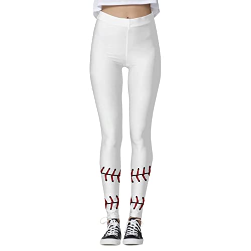 Leggings deportivos para mujer con bolsillo, pantalones de deporte de cintura alta, opacos, pantalones de yoga para mujer, leggings con estampado de béisbol de vaca, cintura alta, pantalones de yoga,