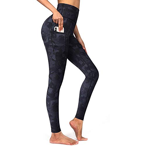 Leggins Invierno Mujer Colores Cintura Alta Push Up Pantalon Deporte Yoga Mallas De Deporte con Bolsillos Y Estampado Leggins Reductores Adelgazantes Mallas Fitness para Fitness Y Running Y Pilates