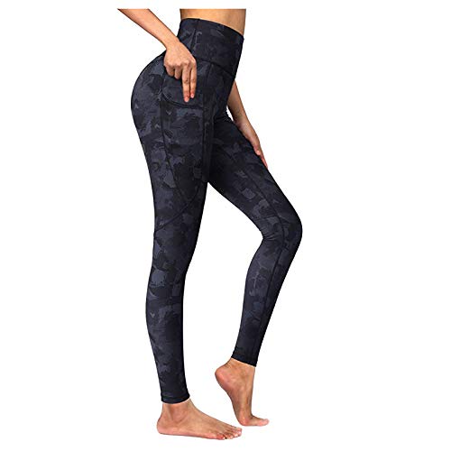 Leggins Invierno Mujer Colores Cintura Alta Push Up Pantalon Deporte Yoga Mallas De Deporte con Bolsillos Y Estampado Leggins Reductores Adelgazantes Mallas Fitness para Fitness Y Running Y Pilates