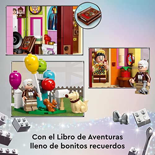 LEGO 43217 Disney y Pixar Casa de “Up”, Juguete con Globos, Mini Figuras de Carl, Russell y el Perrito Dug, Modelo Coleccionable, 100 Aniversario de Disney, Regalo de Película