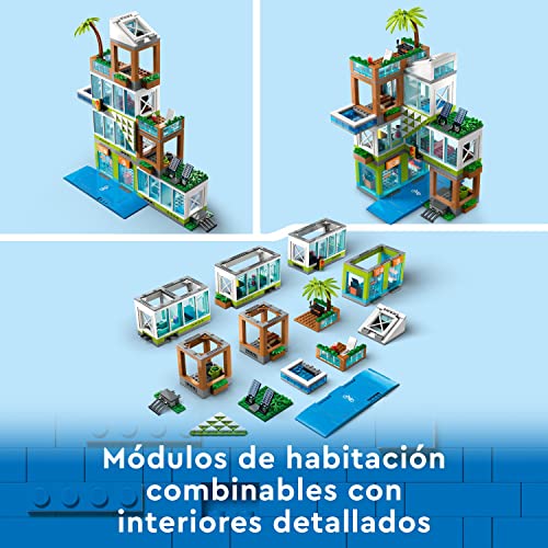 LEGO 60365 City Edificio de Apartamentos, Set de Construcción Modular con Habitaciones Combinables, Tienda, Bici de Juguete y 6 Minifiguras, Regalo de Cumpleaños para Niños y Niñas de 6 Años o Más