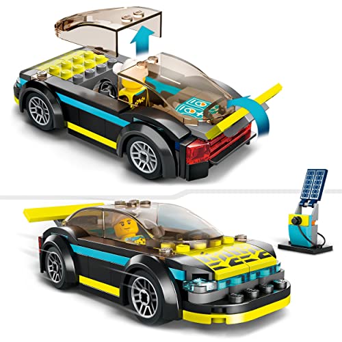 LEGO 60383 City Deportivo Eléctrico, Coche de Juguete con Mini Figura de Piloto, Jugar a Las Carreras, Regalo para Niños y Niñas de 5 Años o Más