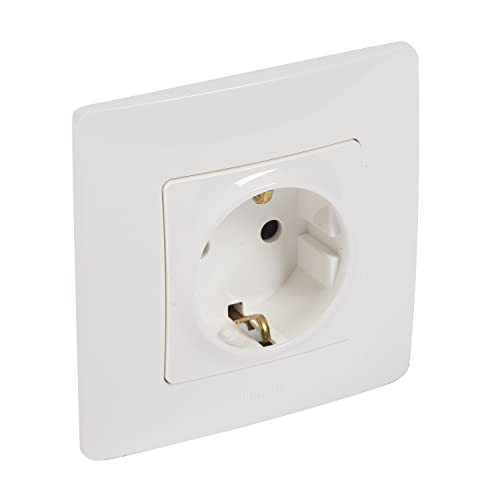 Legrand 396434 NL Toma 2P+T BL Monobloc, Blanco, Individual