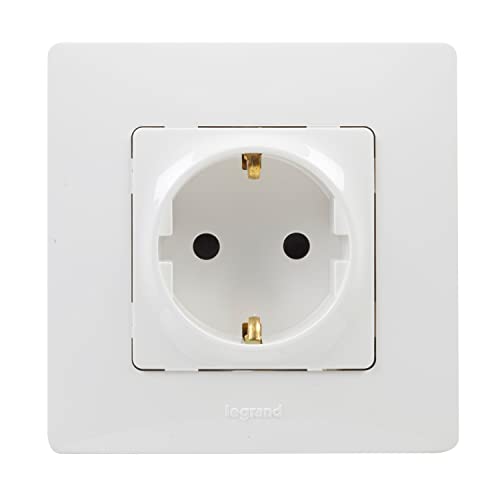 Legrand 396434 NL Toma 2P+T BL Monobloc, Blanco, Individual