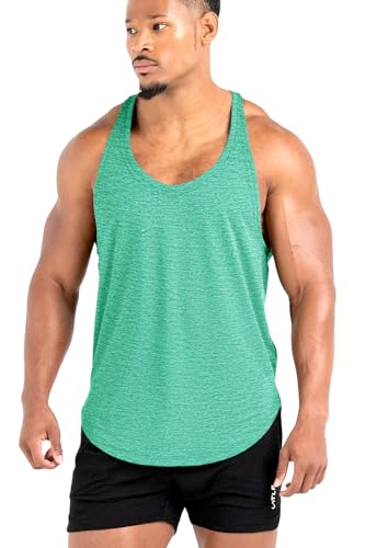 Lehmanlin Camisetas sin Mangas para Hombre,Camisetas de Tirantes Hombre Gym,Culturismo Stringer,Camisas de Secado Rápido(Verde L)