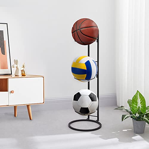 Leijei Soporte para Pelotas de Baloncesto, 3 Capas Soporte Balón de Fútbol, Estante De Almacenamiento De Pelota, Soporte De Exhibición Funcional para Baloncesto, Voleibol, Rugby