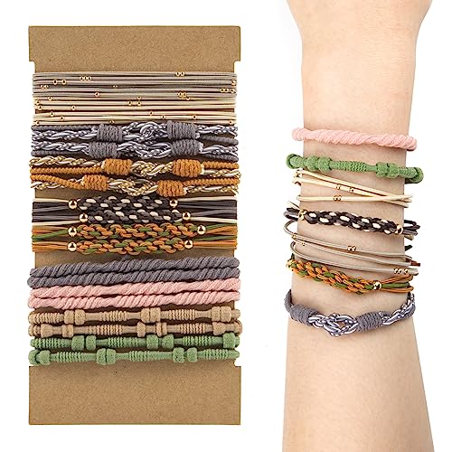 Leikedun 20 gomas para el pelo boho, Pulseras para el Pelo Gomas Pelo Mujer Elastic Hair Ties para Cabello Grueso Colas de Caballo para mujeres y niñas (10 colores sin daños)