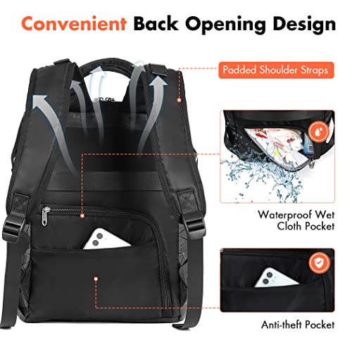 Lekespring Mochila de Maternidad con Cambiador Portátil y Correas para Cochecito de Bebe, Bolso Grande Multifuncional para Viaje Mamá y Papá -Negra-01