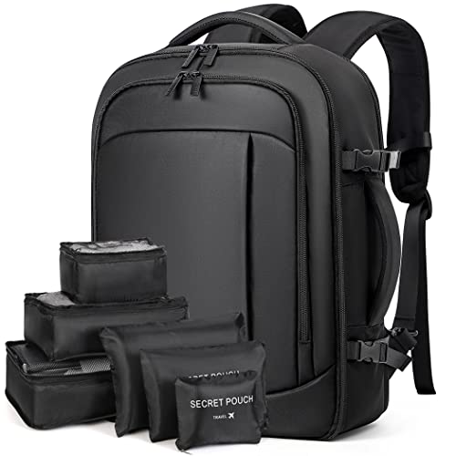 Lekespring Mochila Viaje Cabina Avion (40L) | Mochila Viaje Mujer Hombre - Maletas de Viaje Cabina con 6 Bolsas Organizadoras - Vacaciones Negocios Viajes Escuela - Negro