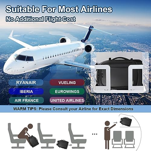 Lekespring Mochila Viaje Cabina Avion Extensible (30L-40L) | Mochila Viaje Mujer Hombre con 6 Bolsas Organizadoras- Vueling Iberia United Ryanair Air Europa - Expandible Negro