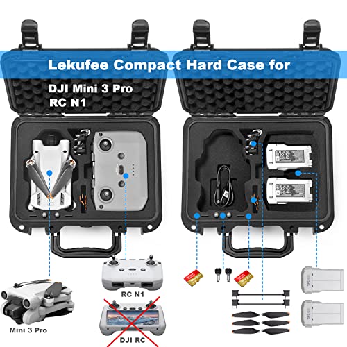 LEKUFEE Estuche Rígido Portátil Impermeable para dji Mini 3 Pro(dji RC N1) /dji Mini 3 (dji RC N1) y dji Mini 3 Pro Accesorios (Solo Maleta)