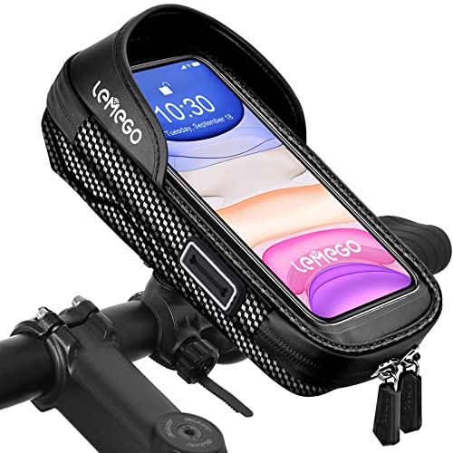 LEMEGO Bolsa Bicicleta Manillar para Ciclista Ciclismo, Bolso de Bici Impermeables Soporte Móvil Teléfono para Teléfonos Móviles de Menos de 7 Pulgadas