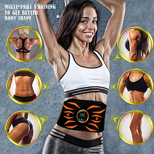 LEMENG Electroestimulador Muscular, EMS Abdominales Cinturón, Estimulador Muscular Abdominales, Masajeador Eléctrico Cinturón con USB Recargable, Ejercitador del Abdomen/Brazo/Piernas/Cintura