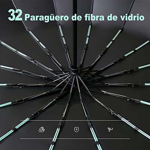 LENDOO Paraguas Compacto Glegable 16 Varillas Antitormentas, Gran Paraguas Plegable con Apertura Automática, a Prueba de Viento, Parasol Anti-UV, Negro