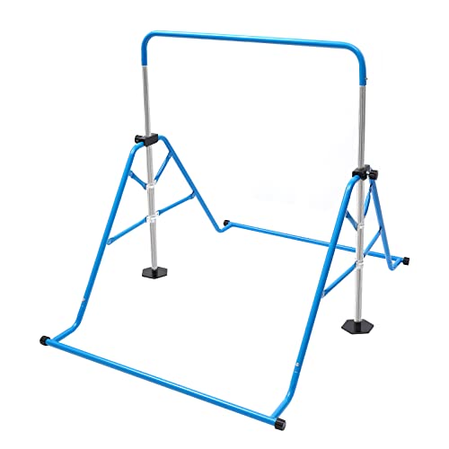 LENJKYYO Barra de gimnasia plegable ajustable, barra vertical horizontal plegable, multifuncional, extensible, barra de entrenamiento para niños, entrenamiento en casa, color azul