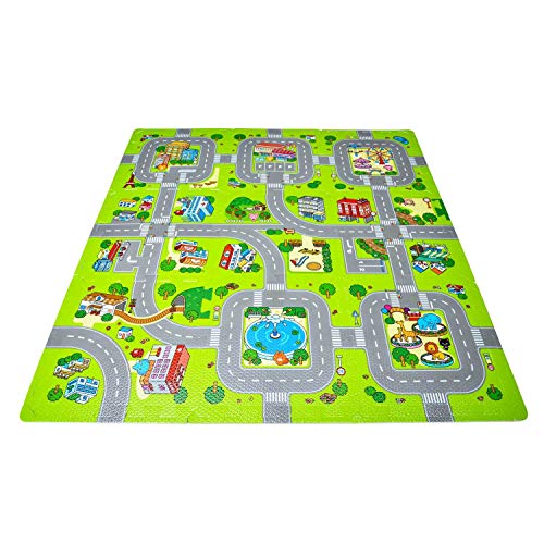 Leo & Emma Alfombra de Puzzle para niños, Jugar en la Calle, 30 x 30cm, Nuevo Modelo (Ciudad)