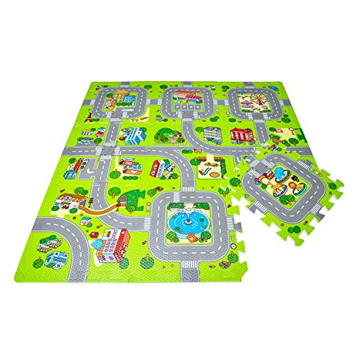 Leo & Emma Alfombra de Puzzle para niños, Jugar en la Calle, 30 x 30cm, Nuevo Modelo (Ciudad)