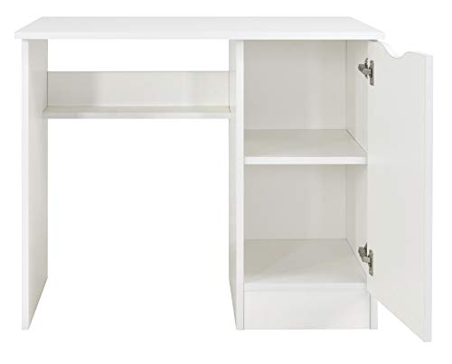 leomark Escritorio de Oficina con el Compartimiento - Roma/Dim: 90/50/77 (Alto) cm/Mesa de Ordenador para Niños, Blanco/Unicornio, Mesa de Madera de Trabajo o Estudio