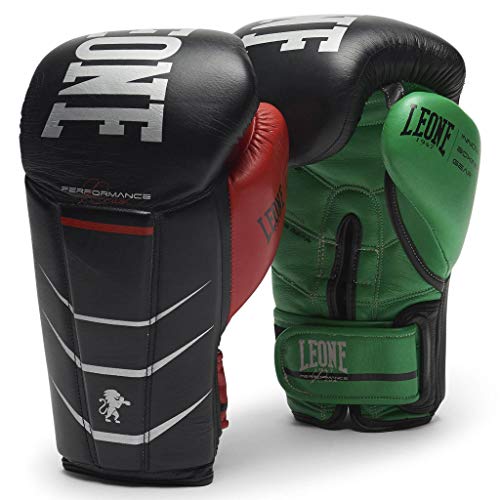 LEONE 1947 Revo Performance, Guantes de Boxeo Unisex para Adulto, Negro / rojo / verde, 16 oz