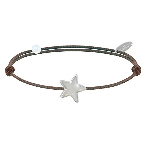 LES POULETTES BIJOUX - Pulsera Enlace Estrella de Plata - Classics - Marrón Claro