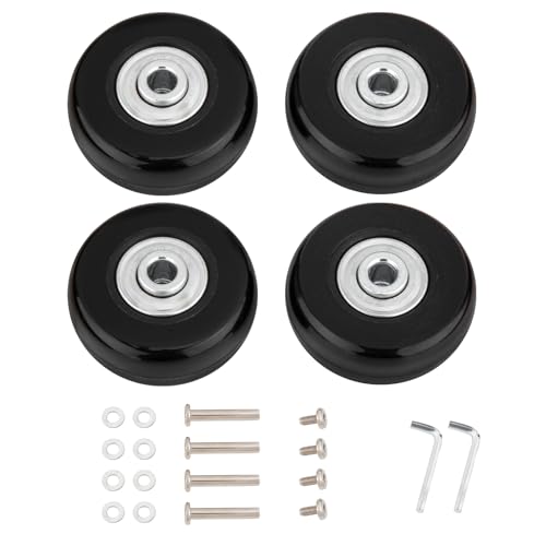 LESOLEIL 4 Ruedas de Repuesto para Maleta, 45 x 18mm de Goma Almacenamiento de Maletas Ruedas de Repuesto Kit de reparación de Rodamientos, Negro