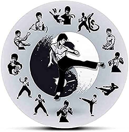 LETISR Reloj de Pared de Cocina Yin Yang Kung Fu Chino Reloj de Pared Artes Marciales Inicio Kung Fu Maestro Agujas móviles Novedad Movimiento silencioso Inauguración de una casa