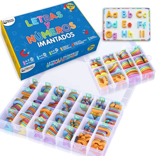 Letras y Números Magnéticos para Niños - Conjunto Completo: 182 Letras y 81 Números y Símbolos - Imanes Gruesos de Espuma para la Nevera - Incluye 2 Cajas, Pizarra Magnética, Rotuladores y Borrador