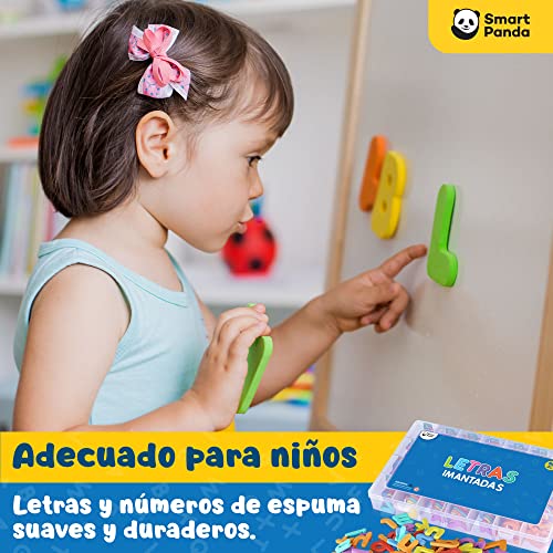 Letras y Números Magnéticos para Niños - Conjunto Completo: 182 Letras y 81 Números y Símbolos - Imanes Gruesos de Espuma para la Nevera - Incluye 2 Cajas, Pizarra Magnética, Rotuladores y Borrador