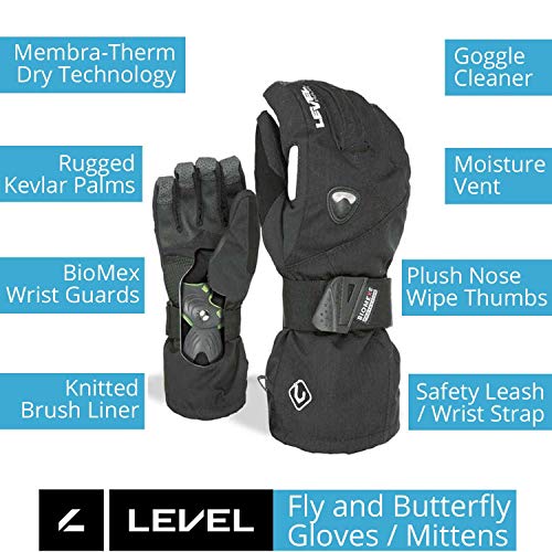 Level Fly Mitt Guantes, Hombre, Negro, 8