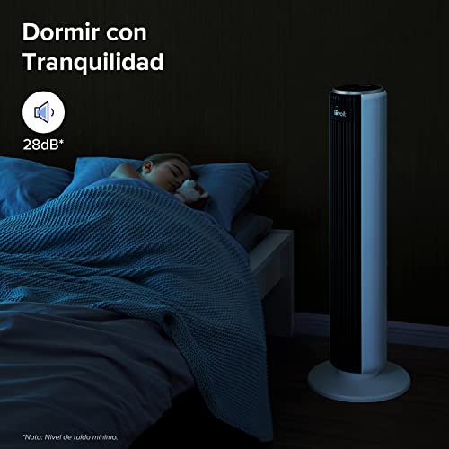 Levoit Ventilador de Torre con Mando a Distancia, Exclusivo en Amazon, Ventilador Silencioso 28dB y 39W, Oscilación 90° con 7m/s, 4 Modos 5 Velocidades, Temporizador 12 Horas, Fácil de Montar