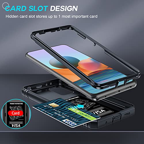 LeYi Funda para Xiaomi Redmi Note 10 Pro/Note 10 Pro MAX con [2-Unidades] Cristal Vidrio Templado, para cámara, Deslizante, 360 Full Protección, Anillo Soporte, Bumper Case,Negro